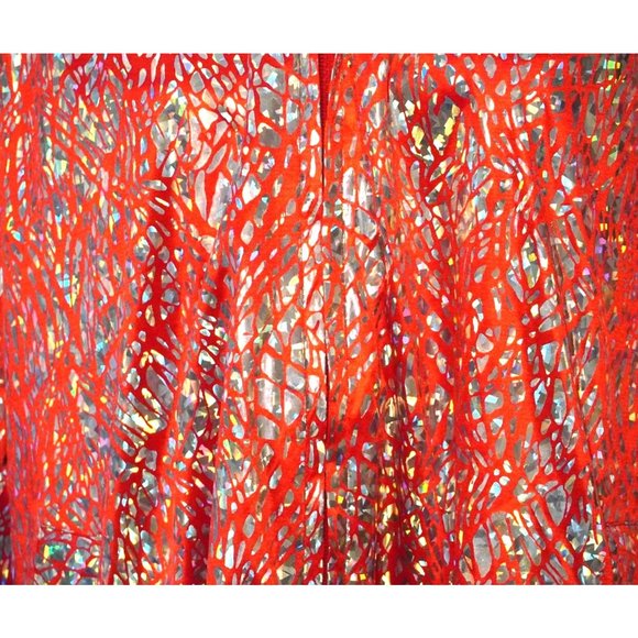 Y2K Holographic Bomber Jacket, Reversible Red Jacket, Silver Hologram 90s Unisex - Picture 9 of 10